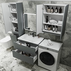 Style Line Мебель для ванной Марелла 80 Люкс Plus антискрейтч подвесная серая матовая – фотография-3